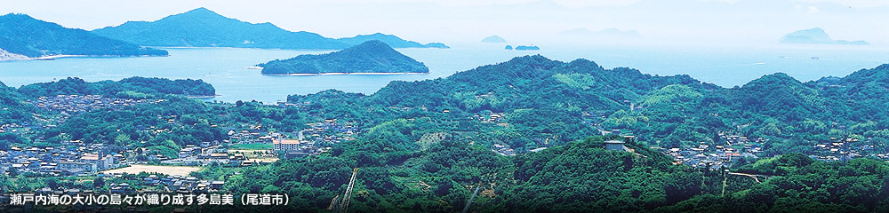 瀬戸内海の大小の島々が織り成す多島美(尾道市)